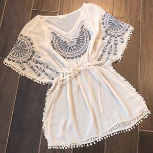 Beautiful sheer tie-waist shirt